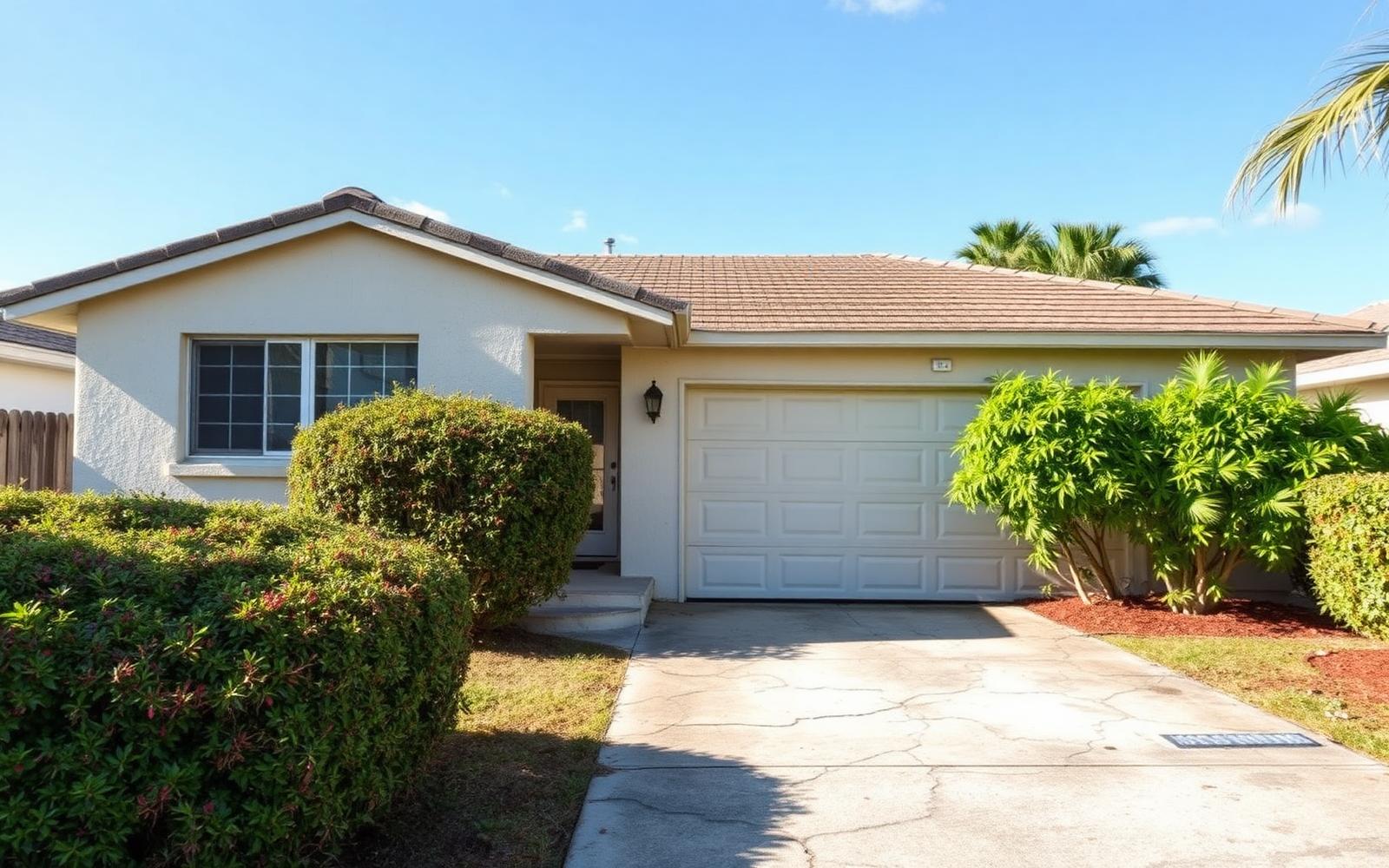 Tired South Florida home exterior before renovation